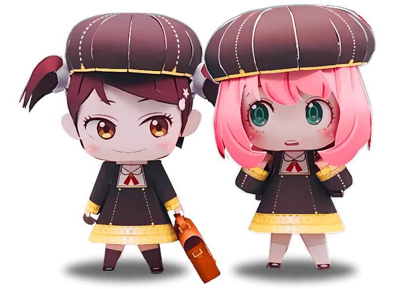 Papercraft figures of Anya from Spy x Family in a hero banner for cutepaper.in